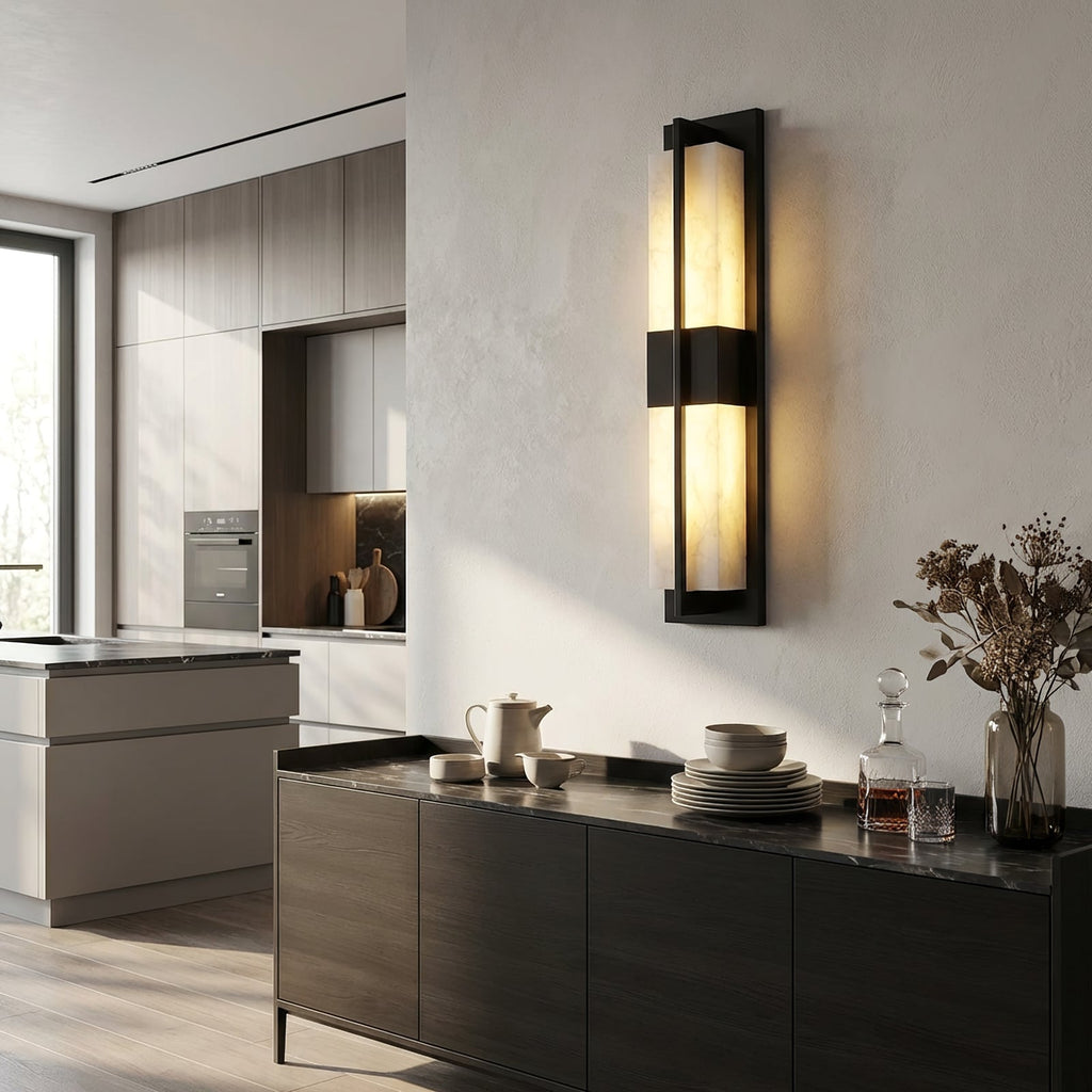 Vertical Alabaster Stone Wall Sconce | wildoxy