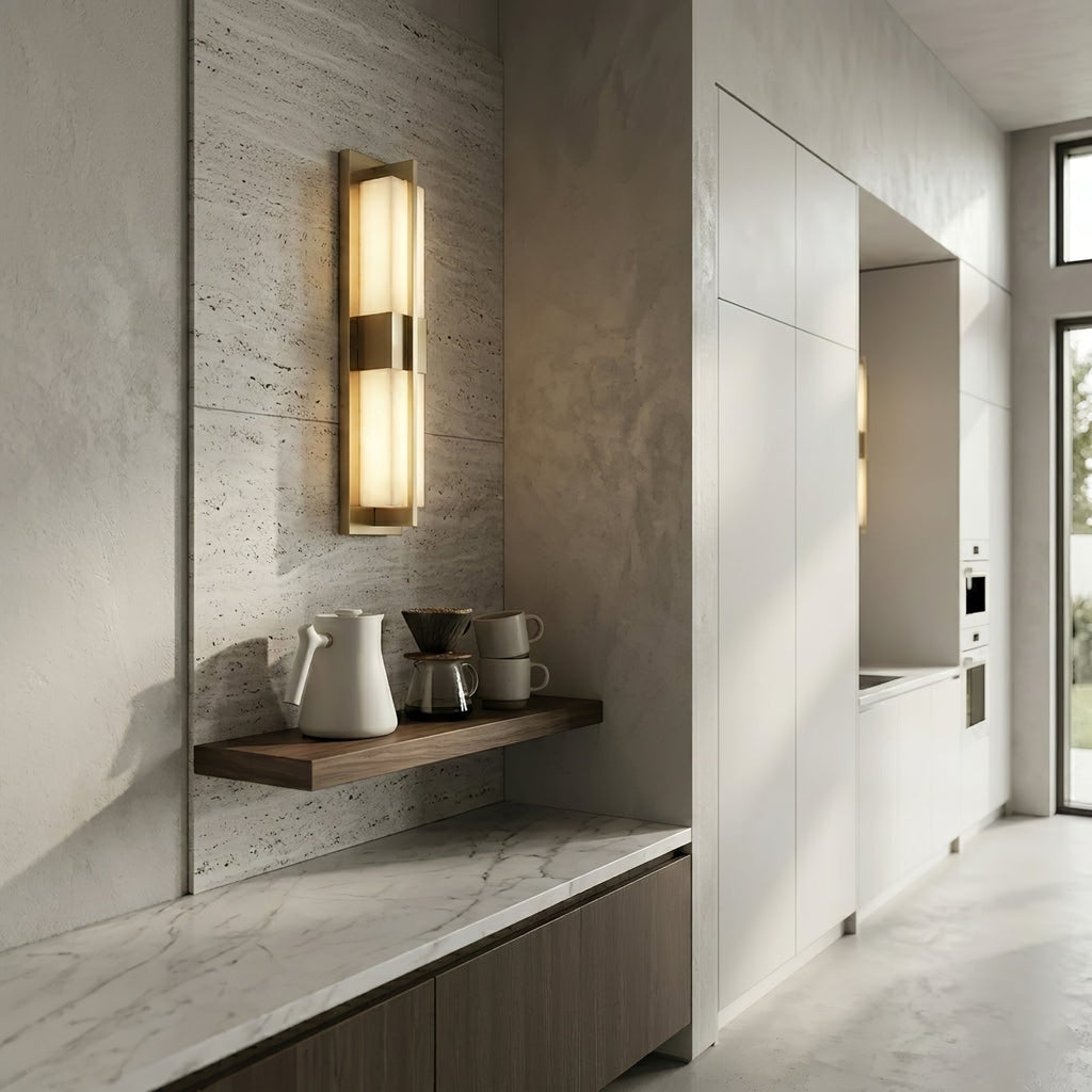Vertical Alabaster Stone Wall Sconce | wildoxy