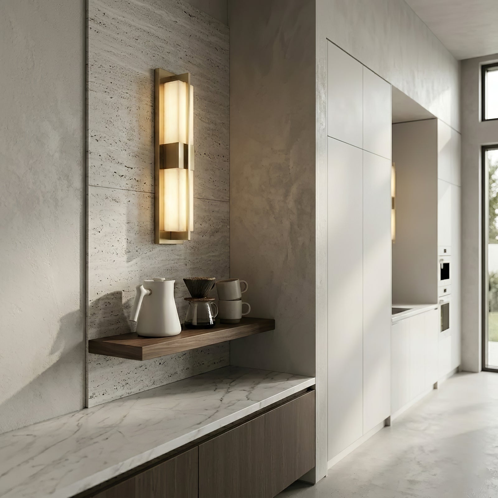 Vertical Alabaster Stone Wall Sconce | wildoxy