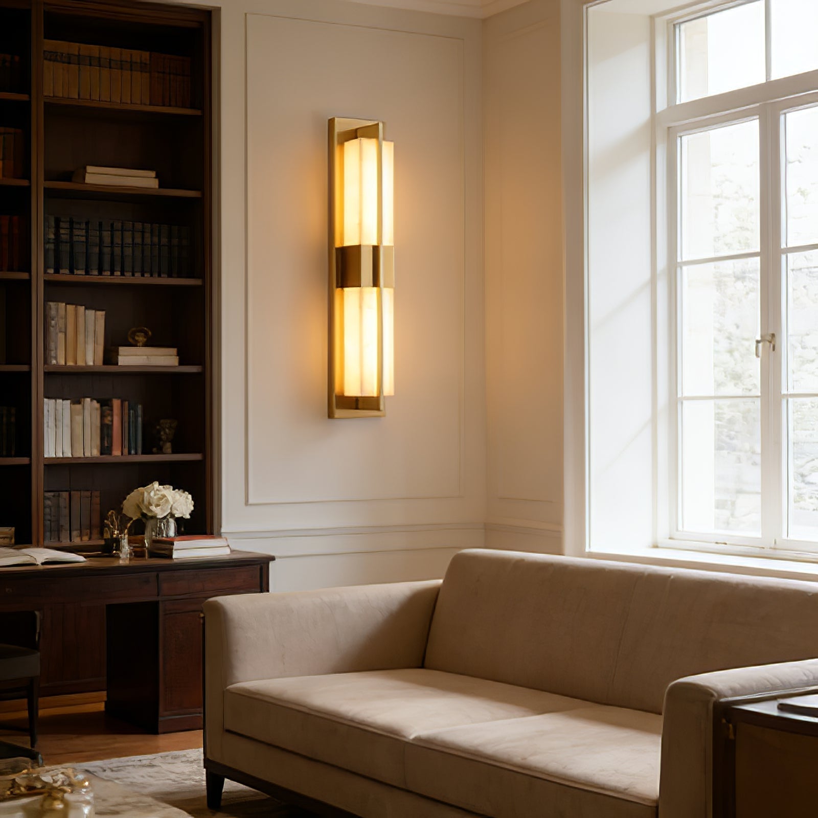 Vertical Alabaster Stone Wall Sconce | wildoxy