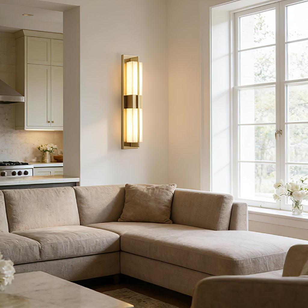 Vertical Alabaster Stone Wall Sconce | wildoxy