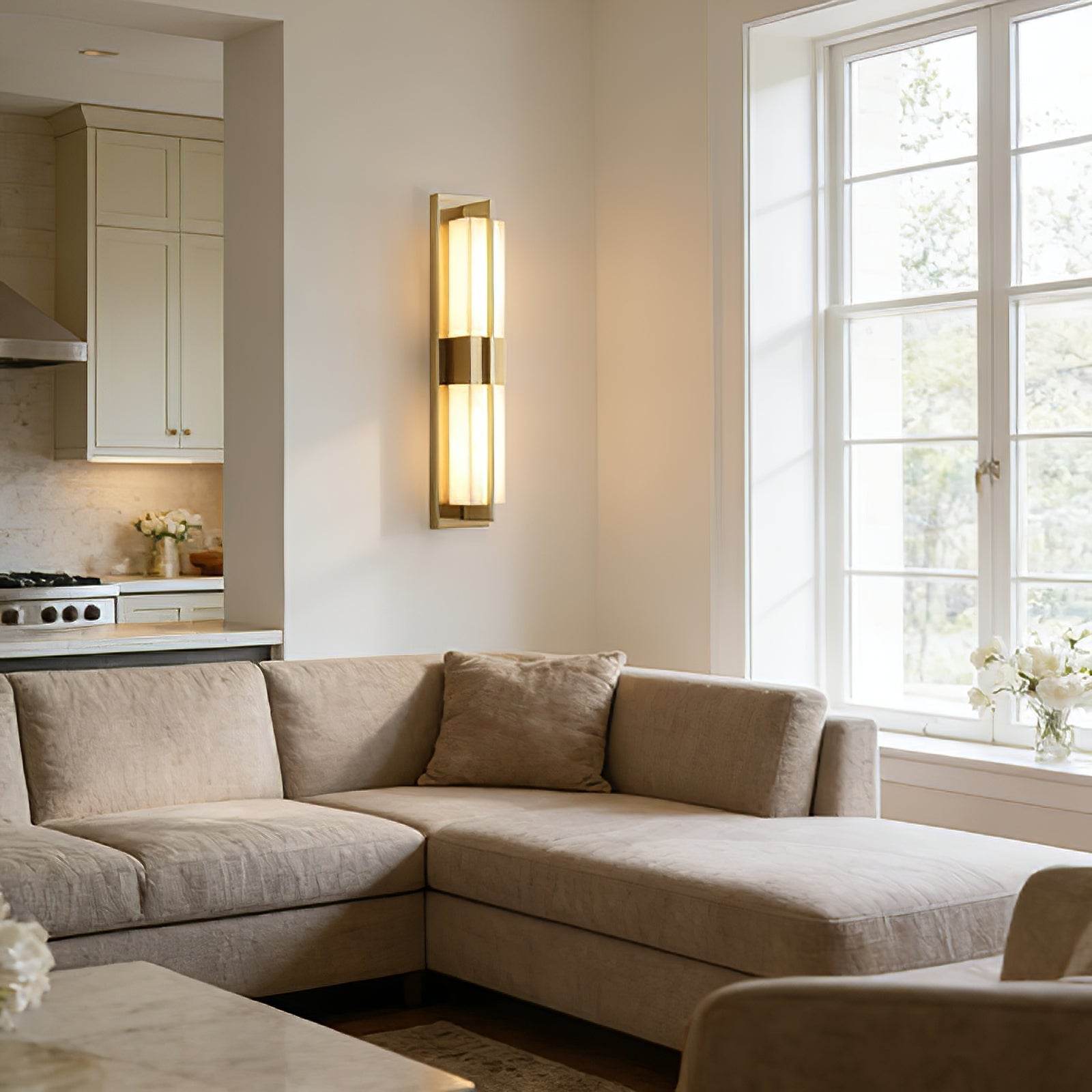Vertical Alabaster Stone Wall Sconce | wildoxy