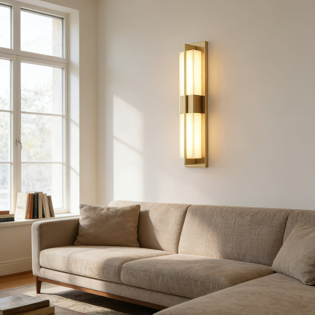 Vertical Alabaster Stone Wall Sconce | wildoxy