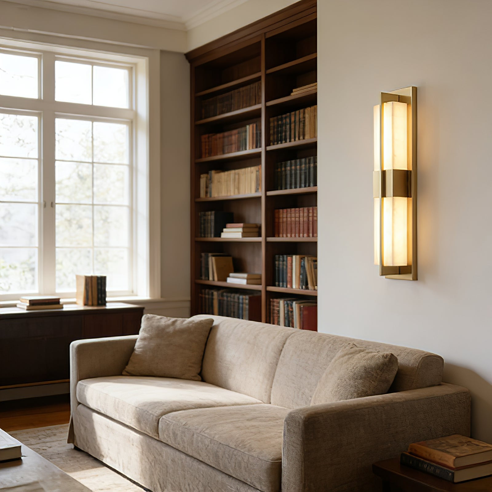 Vertical Alabaster Stone Wall Sconce | wildoxy
