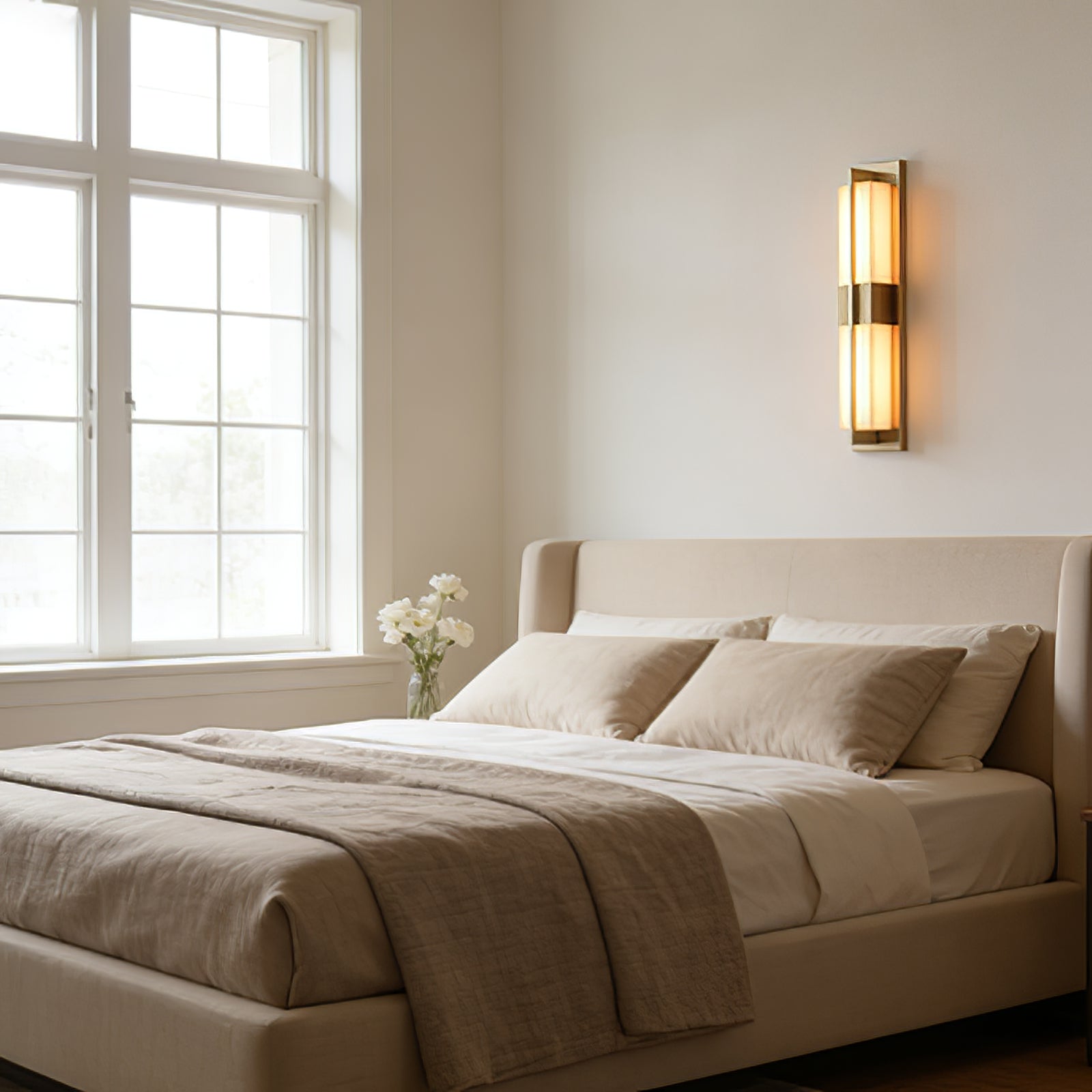Vertical Alabaster Stone Wall Sconce | wildoxy