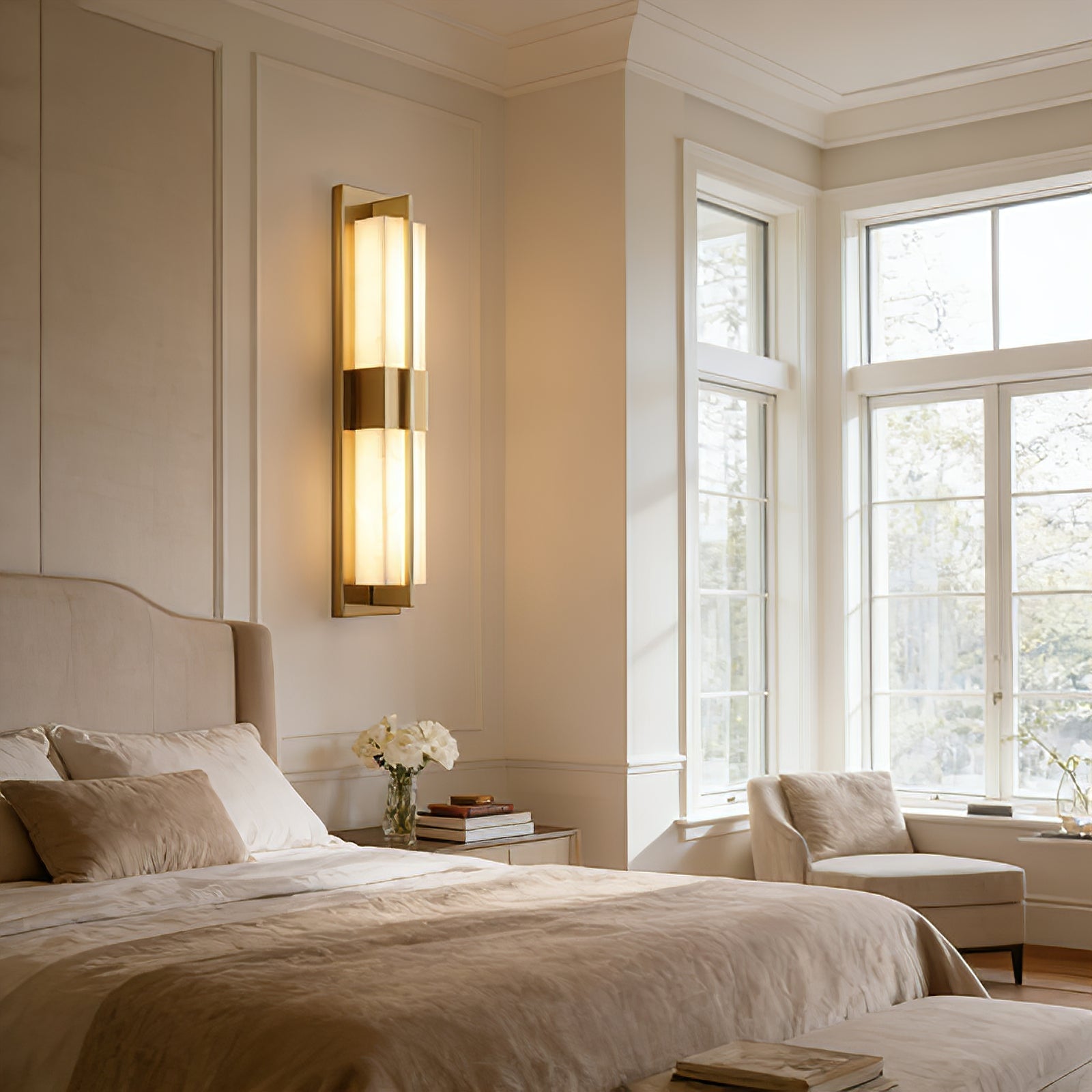 Vertical Alabaster Stone Wall Sconce | wildoxy