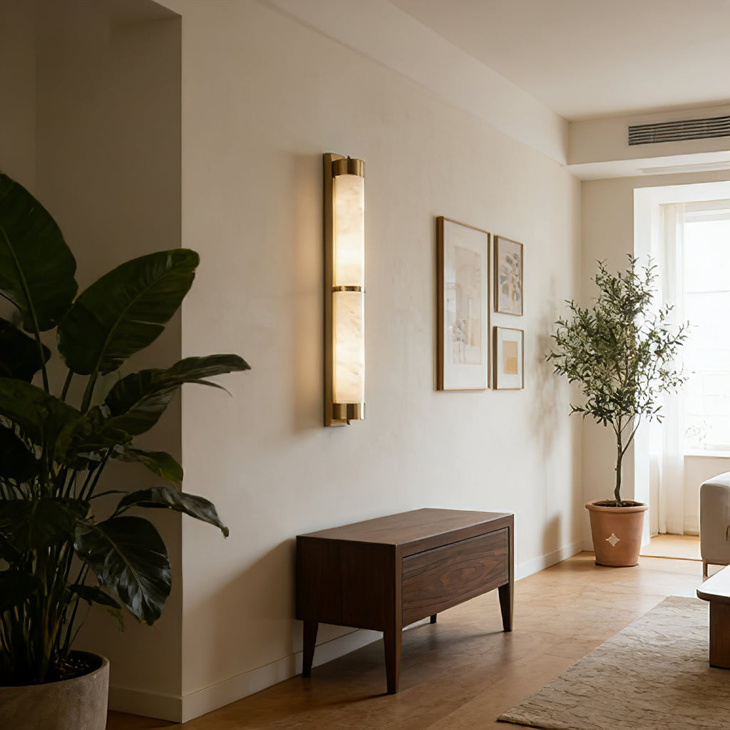 VUUE Cylindra Alabaster Brass Wall Light | wildoxy