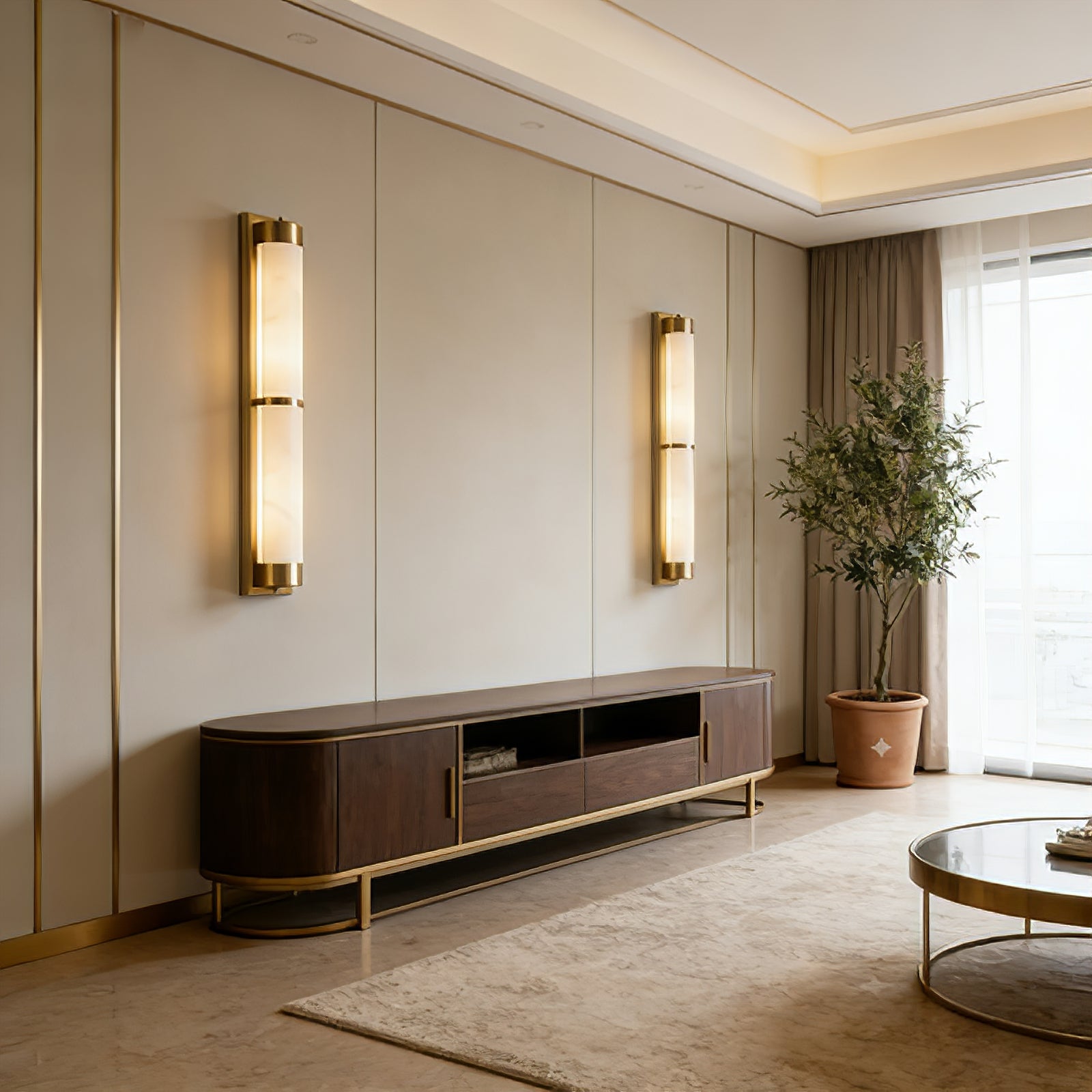 VUUE Cylindra Alabaster Brass Wall Light | wildoxy