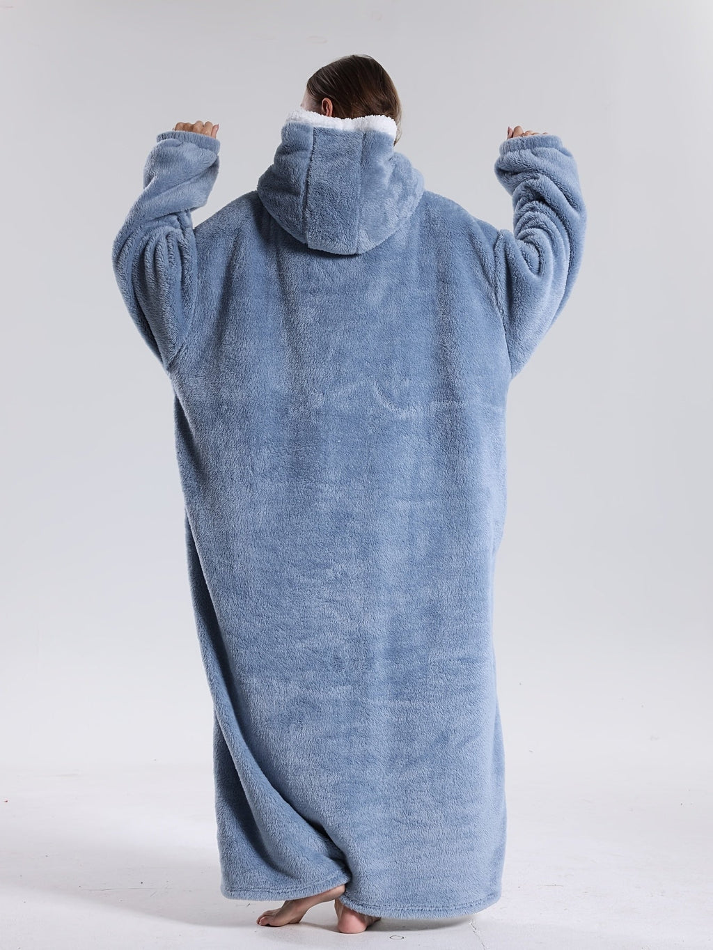 Bärbar varm fleecehoodiefilt — ärmar och huva