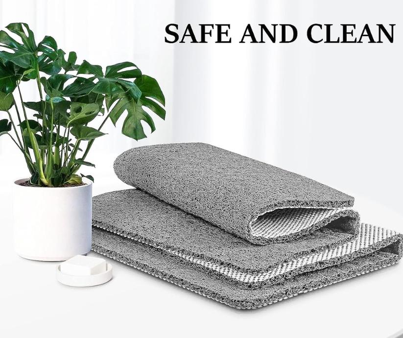 Alfombrilla de ducha de PVC gris - antideslizante, permeable al agua, recortable