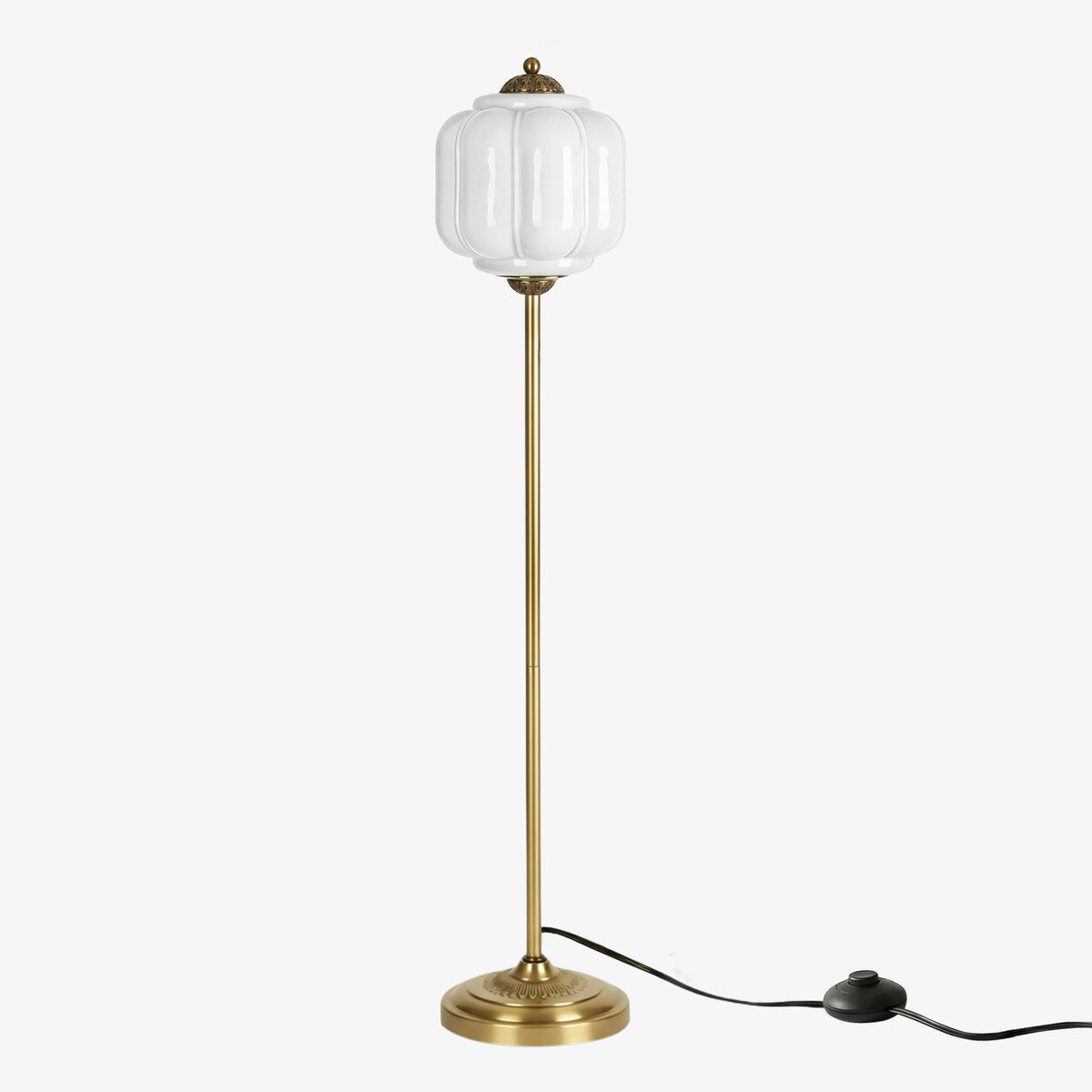 Glas-Stehlampe in Kürbisform — retro-inspirierter organischer Stil