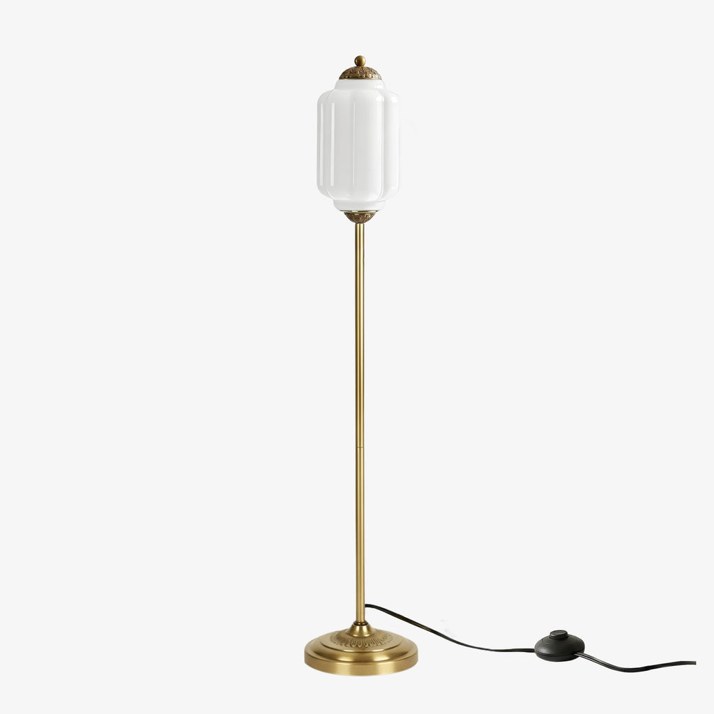 Glas-Stehlampe in Kürbisform — retro-inspirierter organischer Stil