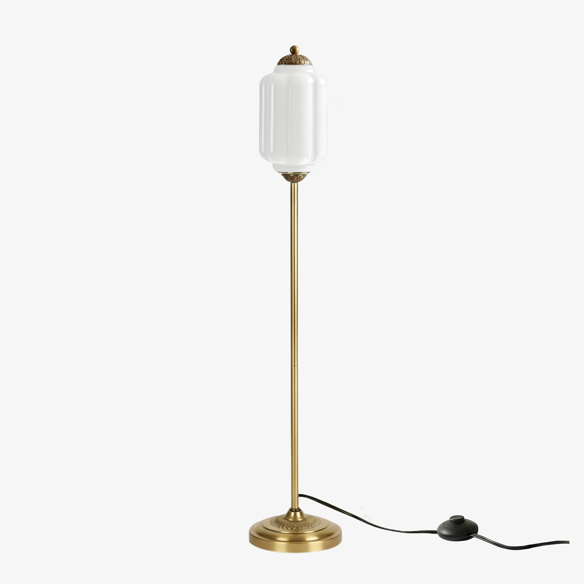 Glas-Stehlampe in Kürbisform — retro-inspirierter organischer Stil
