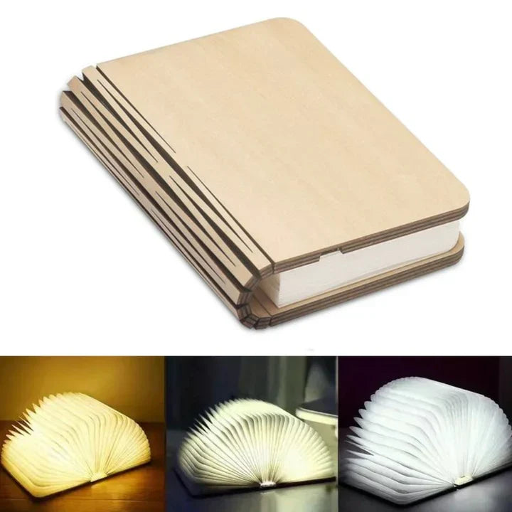 Lampka LED do książki — ciepłe światło, dekoracyjny drewniany design