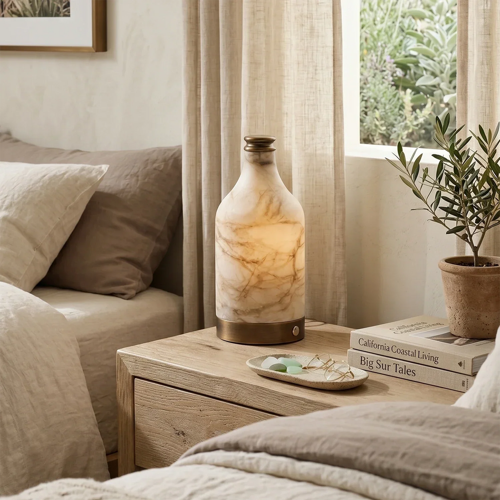 Wine Bottle Alabaster Table Lamp | wildoxy