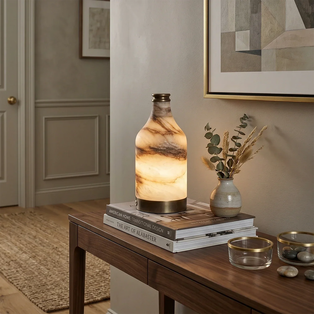 Wine Bottle Alabaster Table Lamp | wildoxy