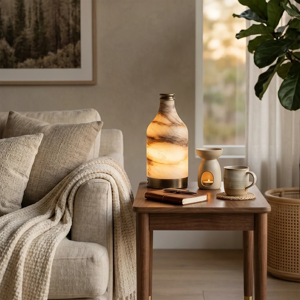 Wine Bottle Alabaster Table Lamp | wildoxy