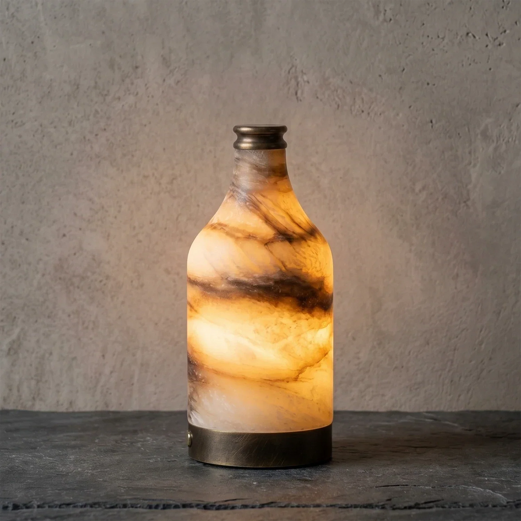 Wine Bottle Alabaster Table Lamp | wildoxy