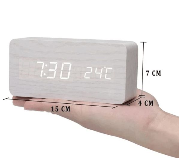 LED hodiny Ambiwood s hlasovým ovládáním — hladký dřevěný rám, jednoduchý minimalistický design