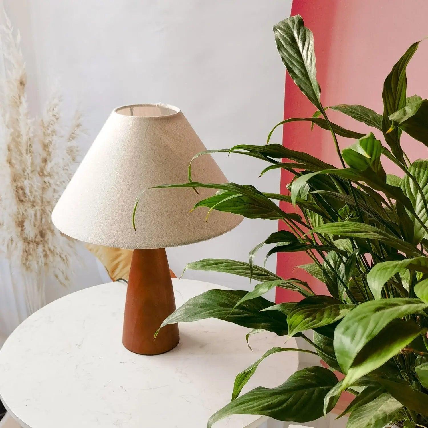 ArborGlow Retro Table Lamp — Solid Wood Construction, Warm Light