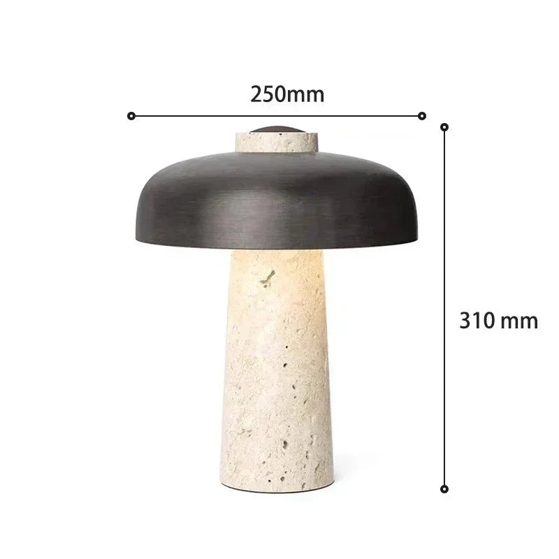 Vrimlie Aurelia Stone and Metal Table Lamp — Downward Warm LED Light