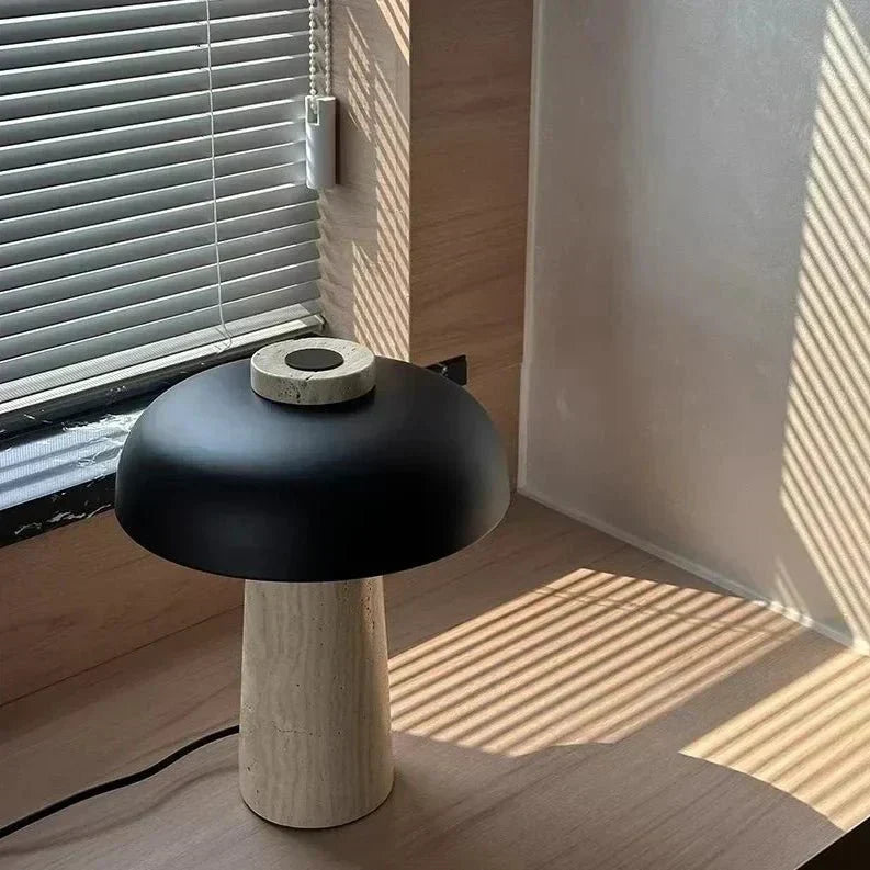 Vrimlie Aurelia Stone and Metal Table Lamp — Downward Warm LED Light