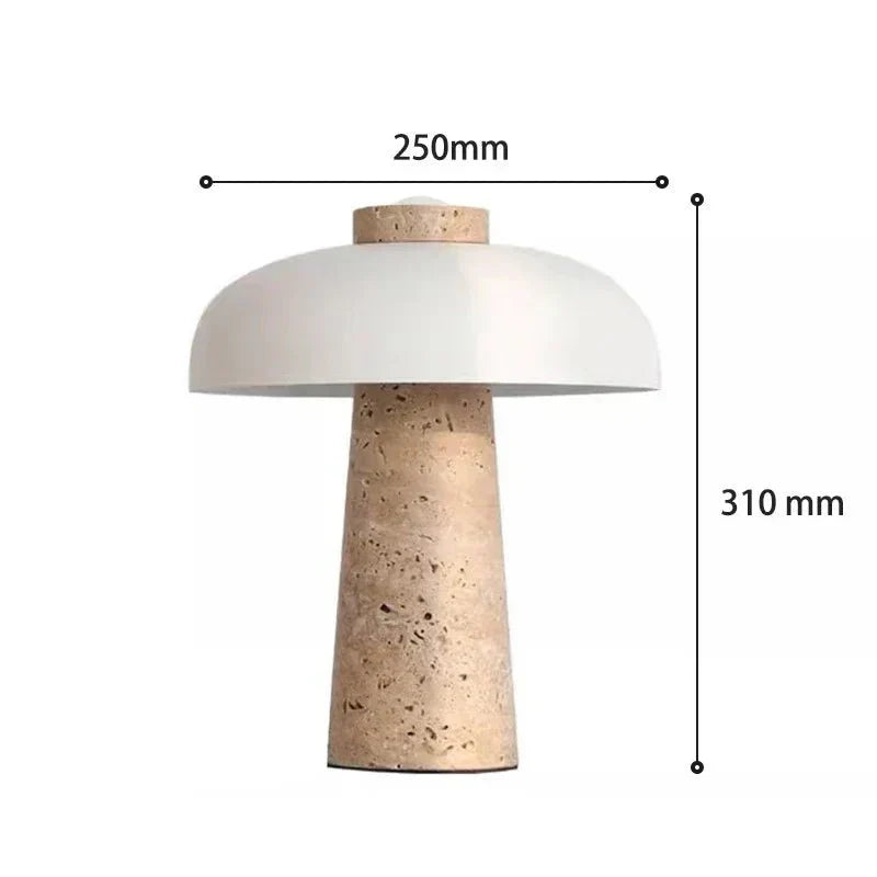 Vrimlie Aurelia Stone and Metal Table Lamp — Downward Warm LED Light