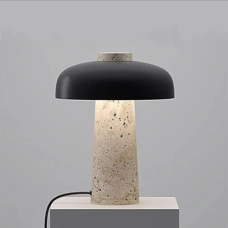 Vrimlie Aurelia Stone and Metal Table Lamp — Downward Warm LED Light