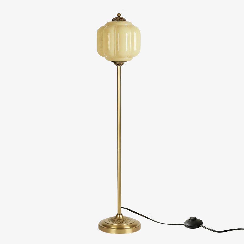 Glas-Stehlampe in Kürbisform — retro-inspirierter organischer Stil