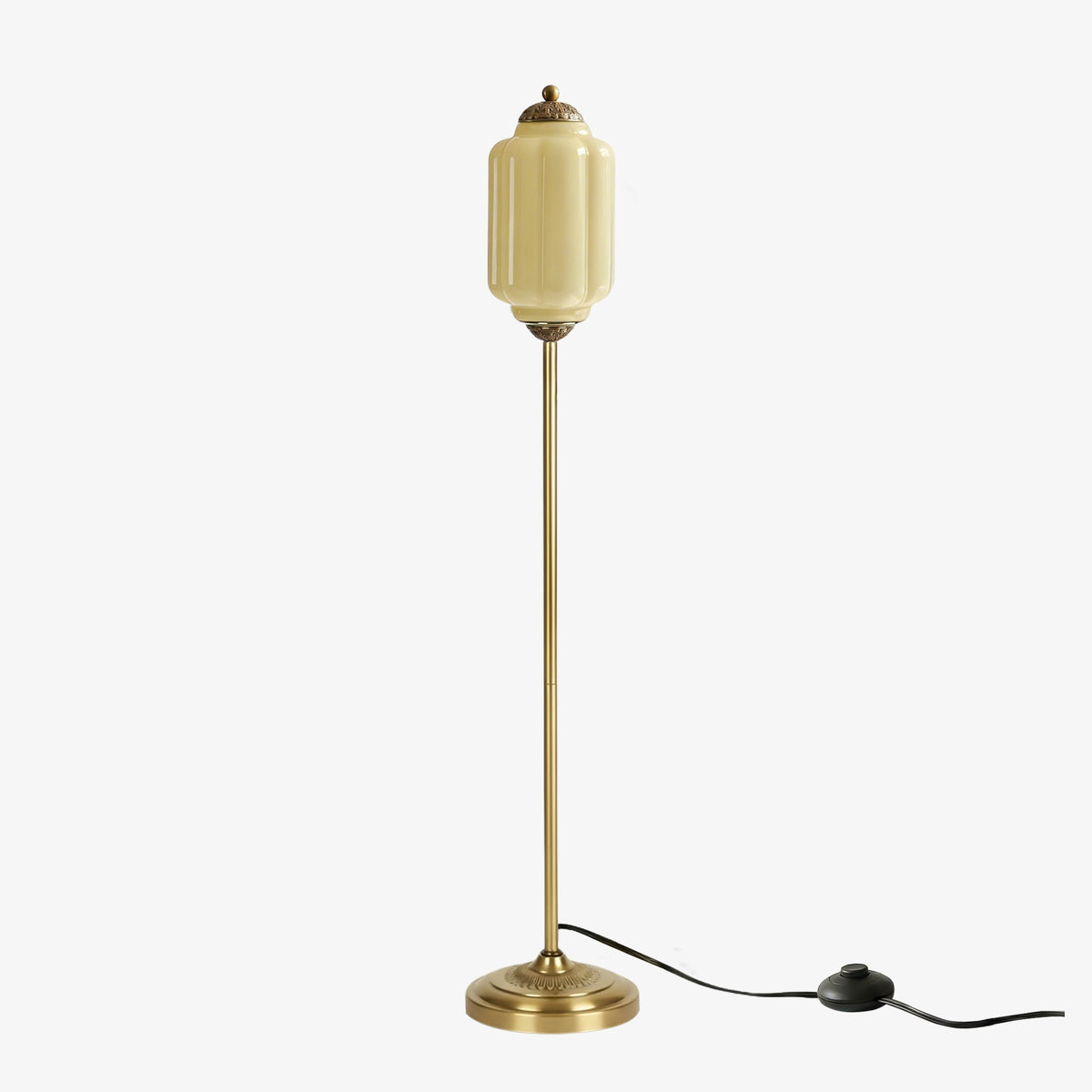 Glas-Stehlampe in Kürbisform — retro-inspirierter organischer Stil