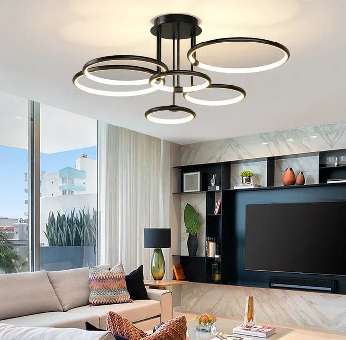 LED-Deckenleuchte mit Ringen – 3–6 Ringe, dimmbar, warmes, neutrales und kühles Licht
